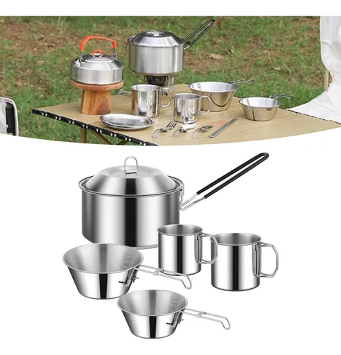 Juego De Ollas De Cocina Mango Portátil Plegable Para