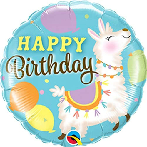 Qualatex 18  Birthday Llama Foil Balloon, Multicolor