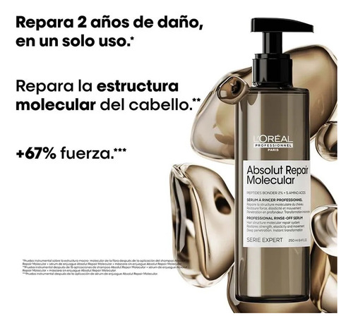 L'oréal Absolut Repair Molecular Shampoo + Sérum + Máscara