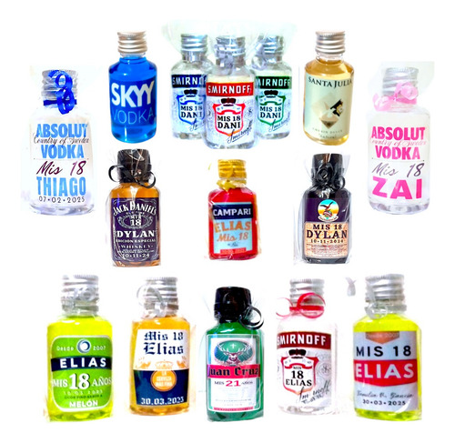 120 Botellitas Miniatura Pet Cristal Souvenirs Personalizado