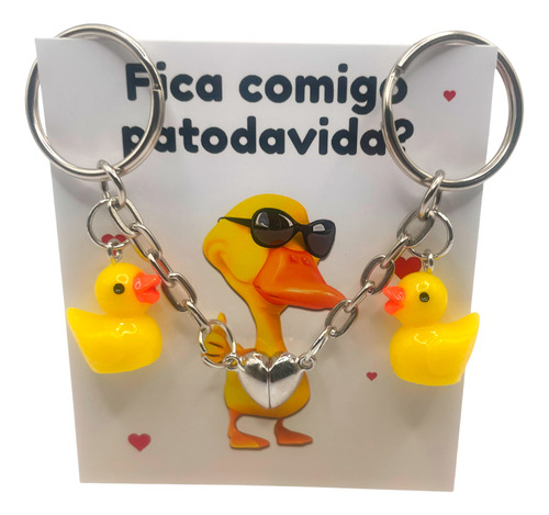Par De Chaveiros Patodavida Casal Amizade Pato De Oculos Amarelo