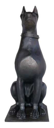 Escultura Cachorro Doberman Em Ferro Fundido Decoração 90cm
