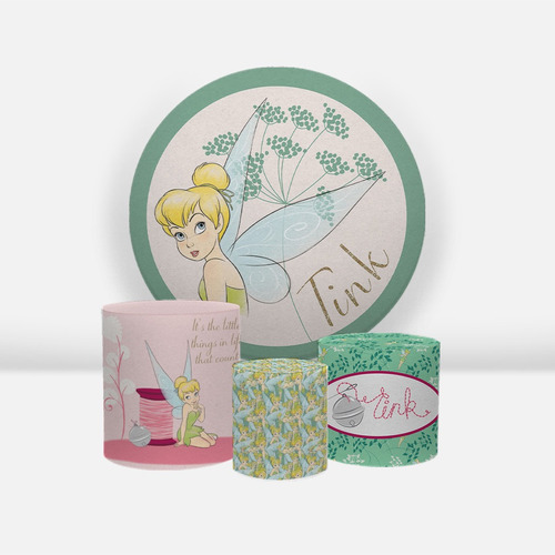 Kit Painel Redondo 1,50 Trio Capas De Cili Disney Licenciado Cor Tinkerbell