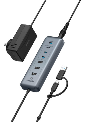 Hub Usb-c Anker 8 En 1 De 5 Gbps De Datos Con 3 Usb-a, 4 Usb