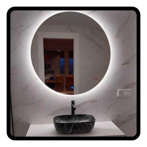 Espejo Touch Luz Led 70 Cm Diam Redondo Baño Accesorios Marco No Tiene