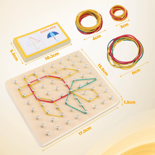 Madera Set Shape Puzzle Matrix Geometry Board Para 3 4 5