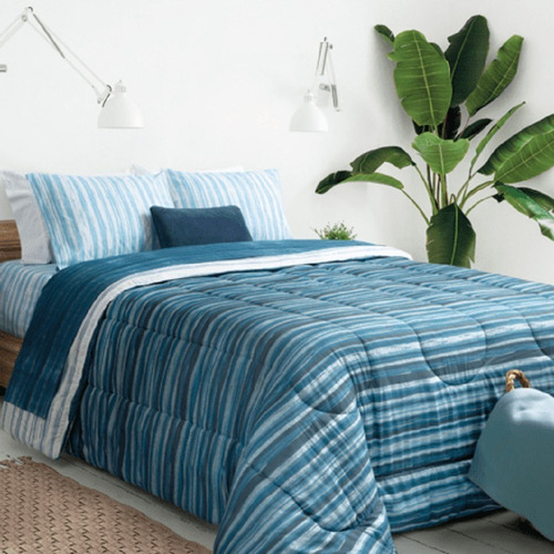 Combo Sommier Y Colchón Piero Almohadas Sábanas Y Acolchado