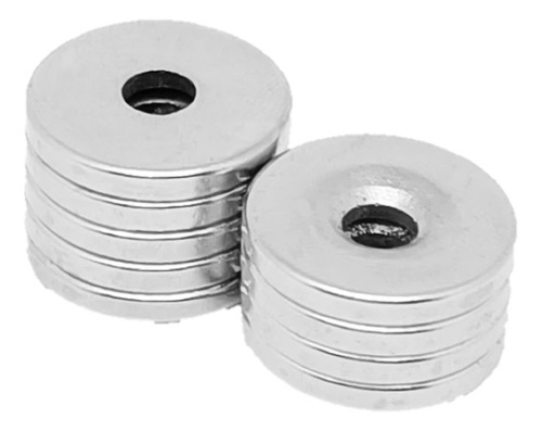 10 Iman Neodimio Avellanado 20mm X 3mm 5mm Anillo Dona Pared