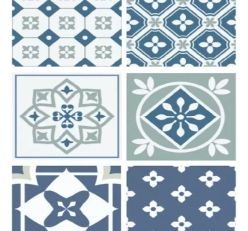 Azulejos Autoadhesivos Vinilo Celeste X 6 Unid