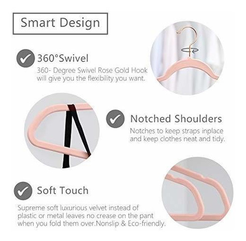 Perchas Premium Terciopelo X30u Rosado Blush/oro Rosa