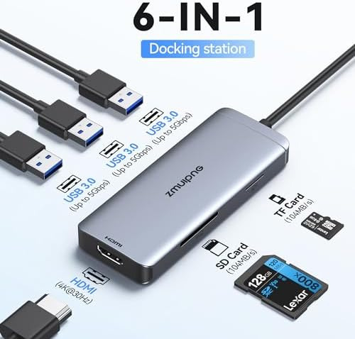 Usb C Hub 6 En 1 Dongle Usb C Adaptador Usb-c A Hdmi Con 4k,