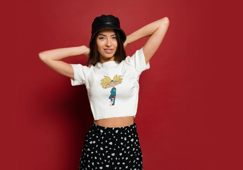 Playera Ombliguera Tipo Crop Top  Moda Arnold Personajes