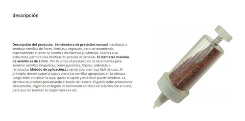 Imagen 6 de 7 de Sembradora Manual Jeringa Para Almacigueras! Única La Mejor!