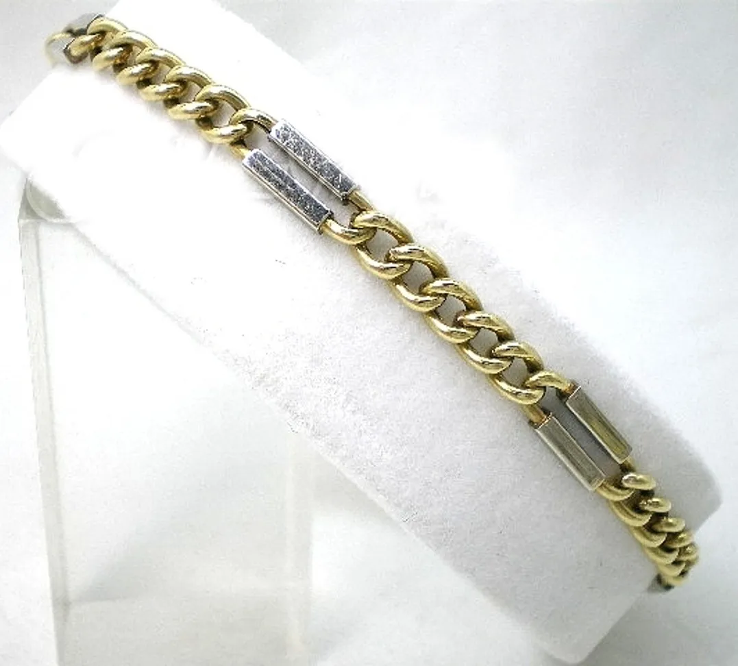Pulsera De Oro 18 Kt Bicolor Unisex Goldantiques