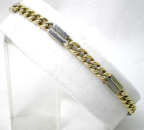  Pulsera De Oro 18 Kt Bicolor Unisex Goldantiques