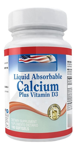 Calcio Liquido 1200mg Plus D3 400 Iu 100 Softgels