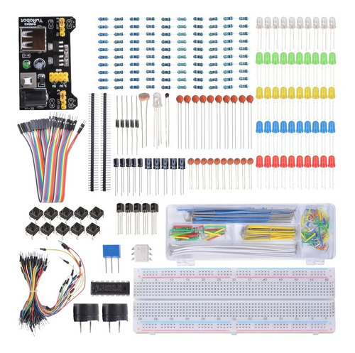 Imagen 4 de 7 de Kit Electrónica Protoboard 830pts Resistor Capacitor Etc
