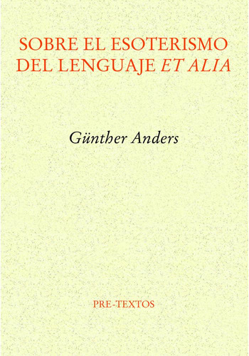 Libro Sobre El Esoterismo Del Lenguaje Et Alia - Anders, ...