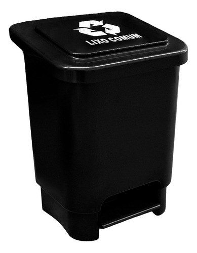 Lixeira Plástica Com Pedal E Adesivo Lixo Comum - 15 Litros