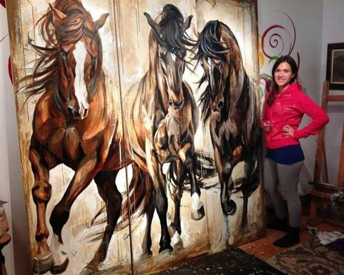 Cuadrosbde Caballos Pintados Sobre Tela