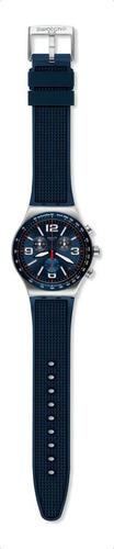 Reloj Swatch Blue Grid De Caucho Azul Para Hombre Ss Color De La Malla Azul Marino Color Del Bisel Plateado Color Del Fondo Azul Acero