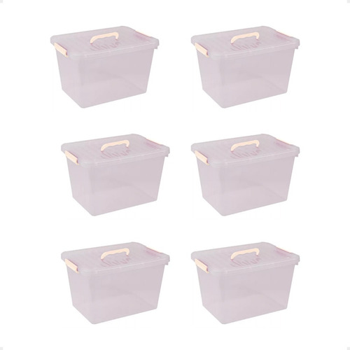 Caja Organizadora Apilable X6  Plastico Grande 24 Lt 