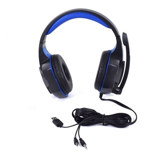 Headset Dust X22 Gamer Azul Conector P2 Led Lw003 Cabo 1,8m Cor Azul/Preto Cor da luz Preto
