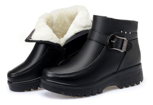 Botas De Nieve Para Mujer Cálidas Botas De Cuero De Felpa