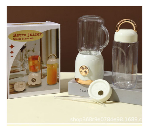 Mini Licuadora Retro Con Botella Portátil Ideal Para Jugos