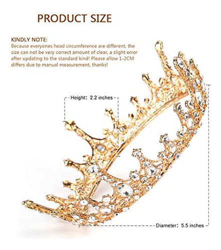 Makone Queen Crown For Womens Gold Tiara With Clear Rhinesto