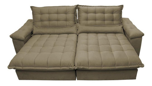 Sofá Retrátil e Reclinável 2,72m com Molas Ensacadas Cama inBox Aconchego Tecido Suede Castor