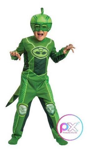 Disfraz Niño Pj Mask Geeko Talla 3-4 Heroes Pijamas