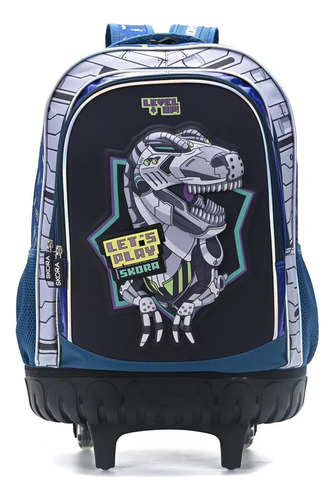 Mochila Con Carro Dinosaurio Skora 18 Pulgadas Reforzada