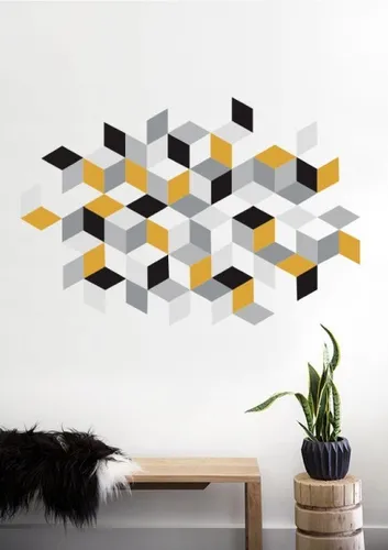 Vinilo Decorativo Minimalista 04. Sticker Gigante Para Muro Color Amarillo
