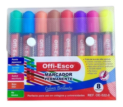 Kit De Marcadores Permanente Offi Esco Oe-522-8 X8 Und