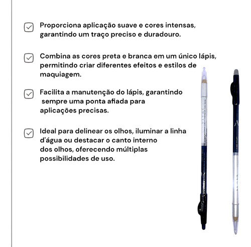 Kit 2 Lapis Vivai 2 Em 1 Com Apontador 2 Cores Preto Branco