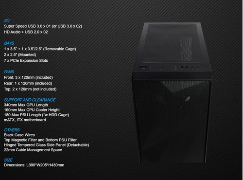 Gabinete Tecware Forge M-atx Mesh Frontal 4 Coolers 120mm !!