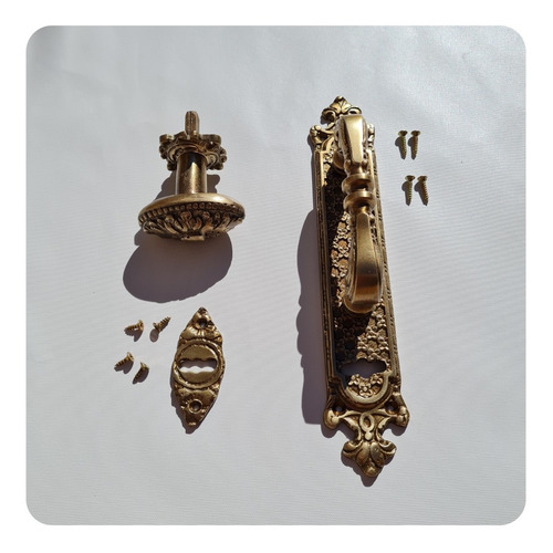 Imagen 1 de 10 de Manijon Y Manija Pomo En Bronce Macizo Picaporte Antiguo