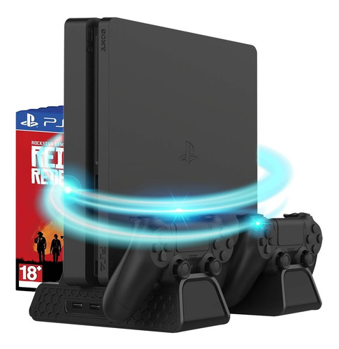 Imagen 1 de 6 de Base Enfriadora Ps4 Pro Slim Carga Controles Usb Dock Discos