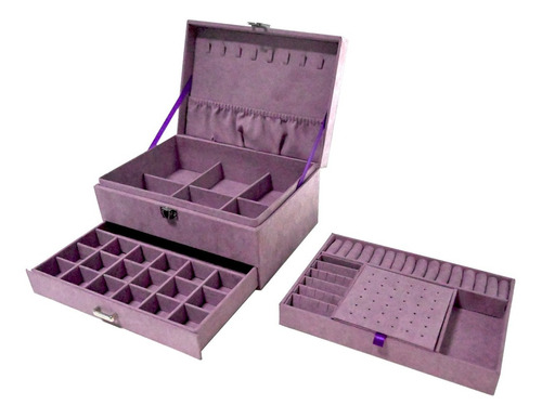 Estuche Caja Joyería Multifuncional Grand Capacidad Morado