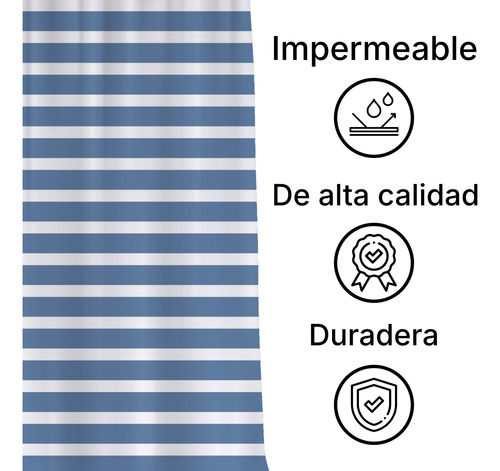 Cortina De Baño Lavable Impermeable Diseños Varios Rayas Azules