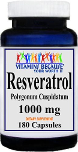 Resveratrol 1000 Mg 180 Cápsulas Vitamins Because Próstata Sabor ND