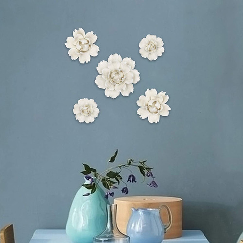 Imagen 5 de 8 de 5 Piezas De Flores De Cerámica Para Colgar En La Pared...