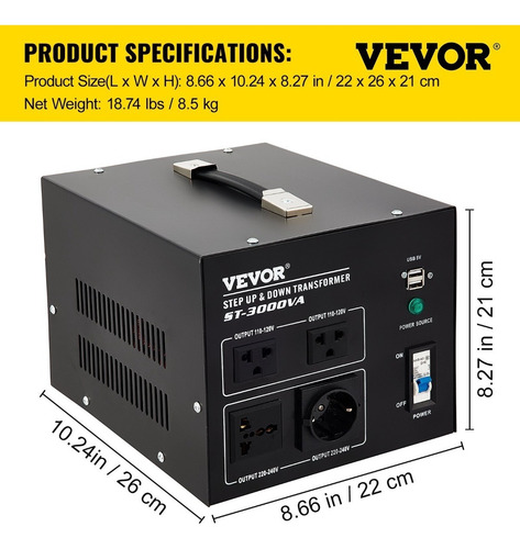 Transformador Variable 3000w Voltaje 240v A 110v, 110v A 240