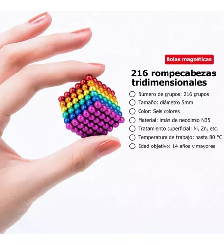 Juego De Bolas Magneticas 216 Piezas 5mm Colores Puzzle