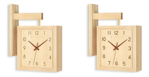 Reloj De La Pared De Doble Cara Diseño Color De Madera