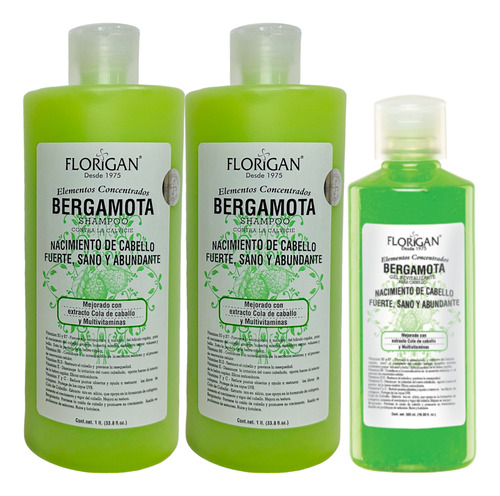 2 Shampoo Bergamota 1 Lt. Y 1 Gel Bergamota 500ml. Florigan®