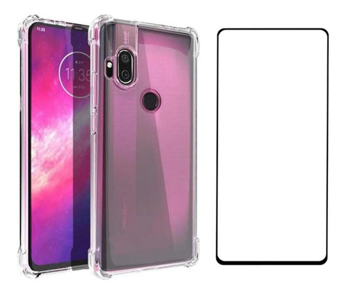 Capa Antishock + Película Vidro 3d Para Motorola One Hyper