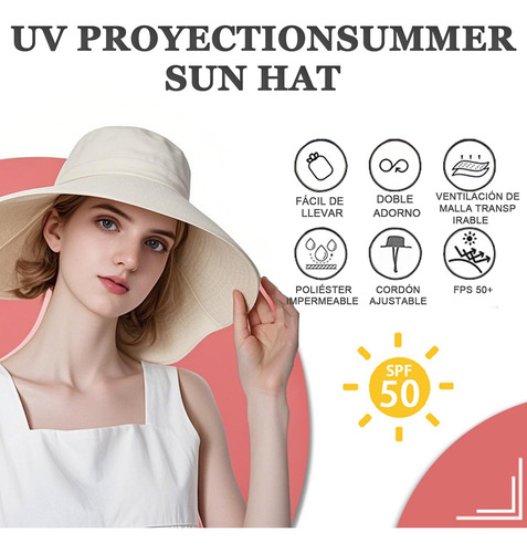 Sombrero Para Sol Gorras Mujer Playa Visera Protección Uv