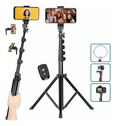 Apoya Celulares Trípode Celular Selfie Stick Negro